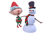 Animated elf and snowman